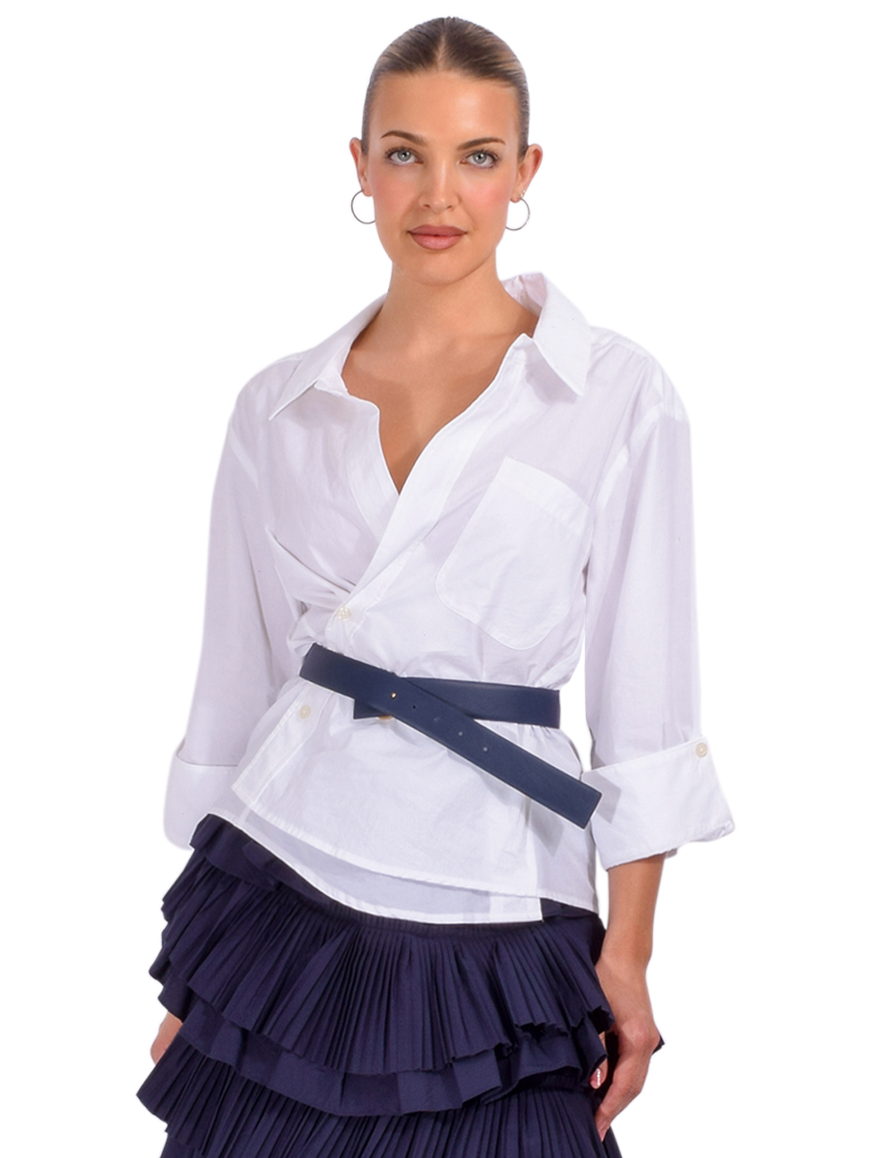 CISSA The Paper Cotton Overshirt in Optic White Front View 