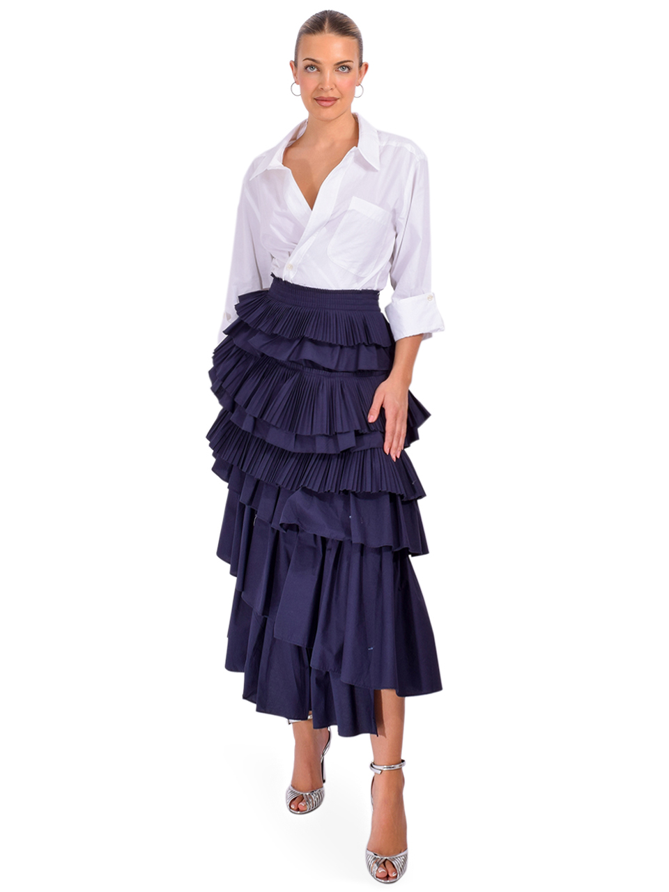 CISSA The Paper Cotton Overshirt in Optic White Full Outfit 
