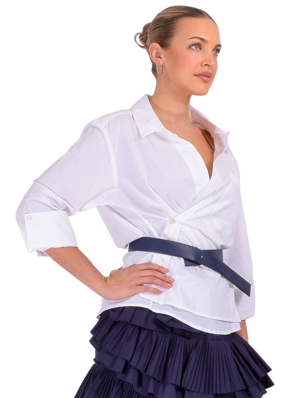 CISSA The Paper Cotton Overshirt in Optic White Side View 

