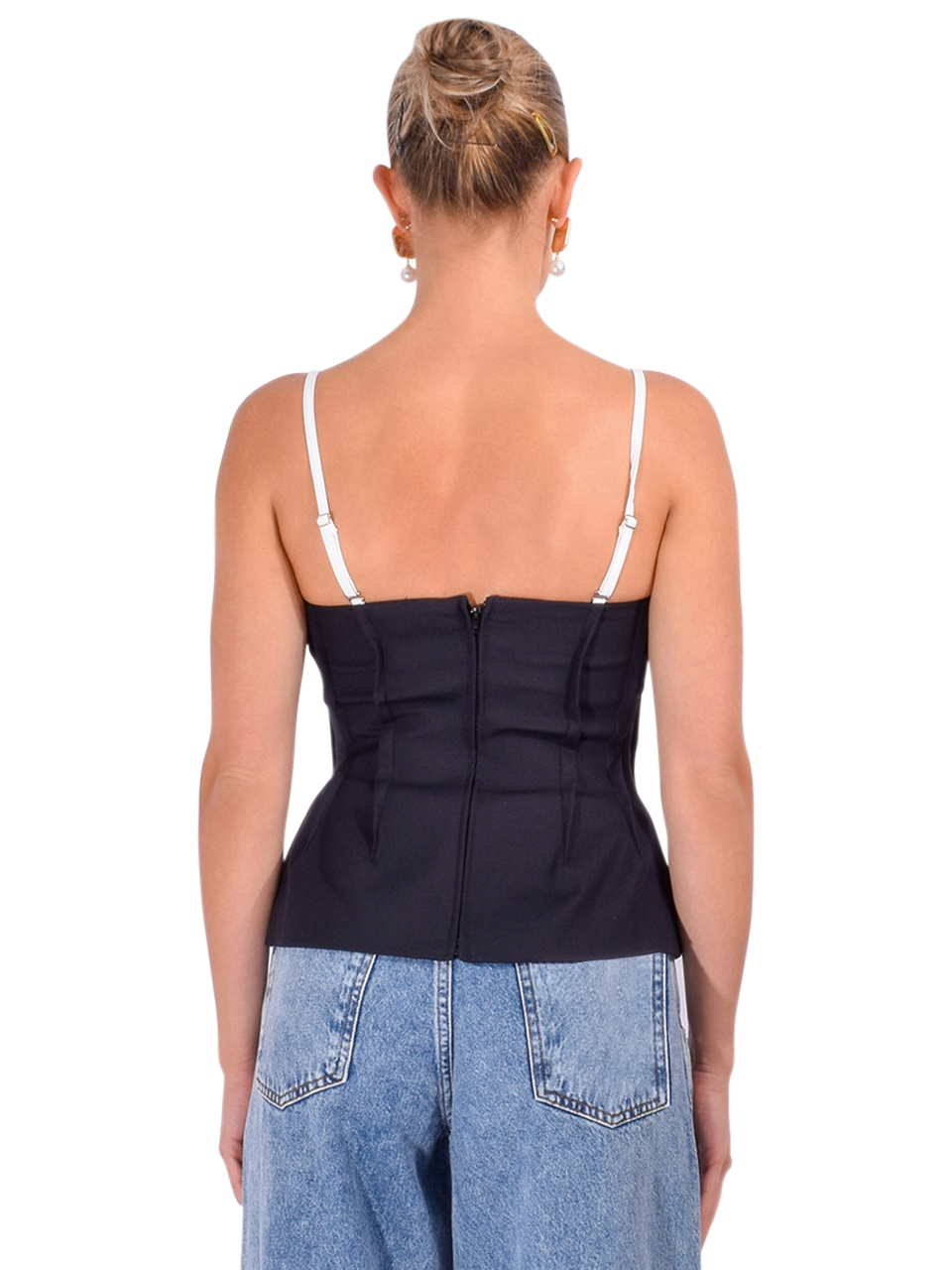 SIMKHAI Charlee Bustier Top in Black Multi Back View 