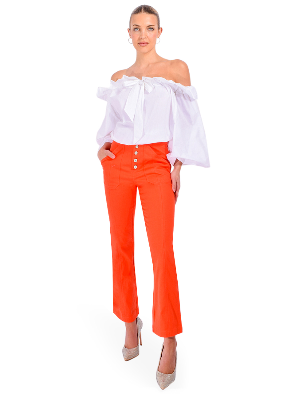 Cinq à Sept Wallace Pant in Cherry Tomato Full Outfit 