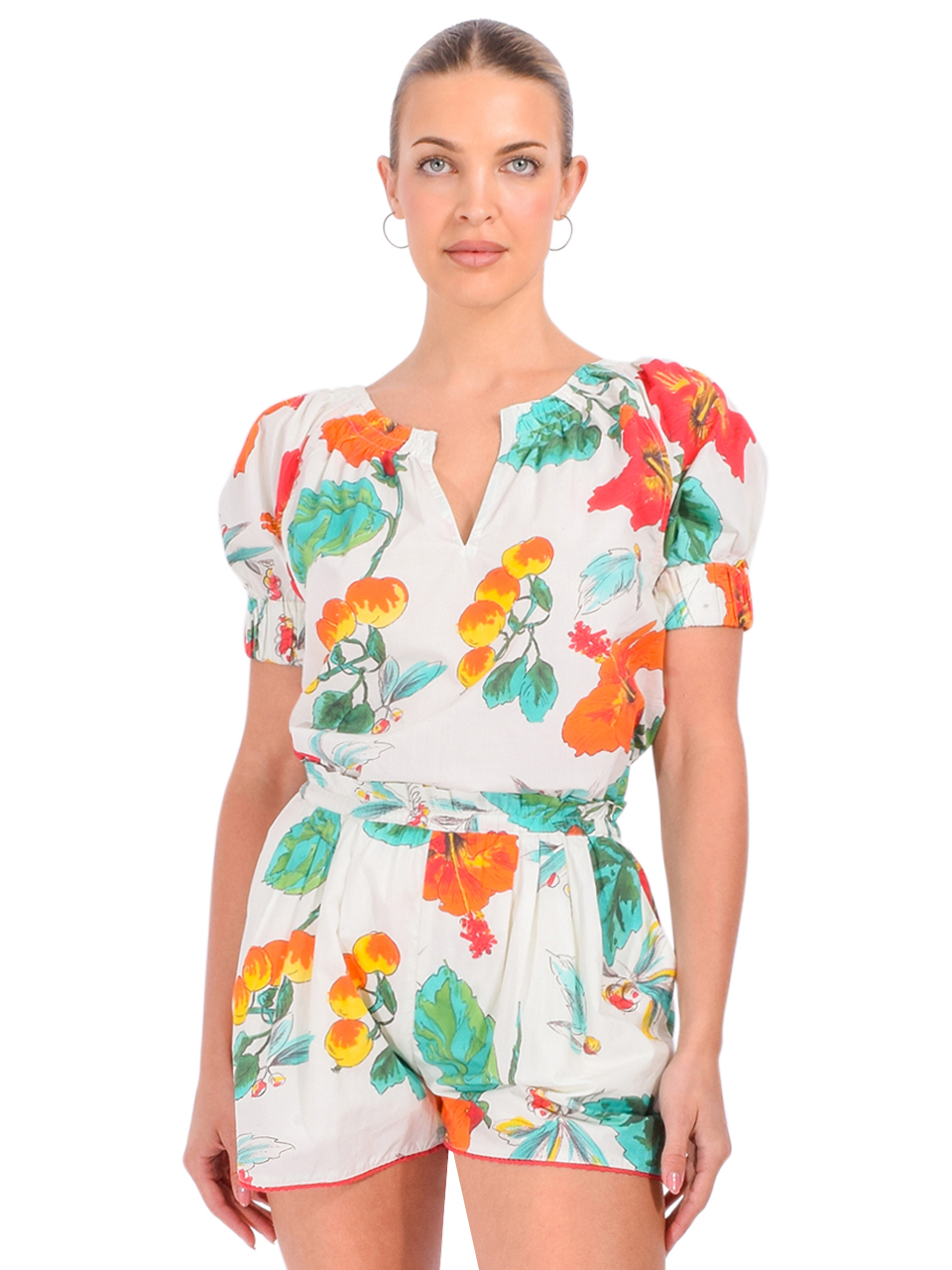LOVE THE LABEL Dawson Top in Carmela Floral Print Front View 
