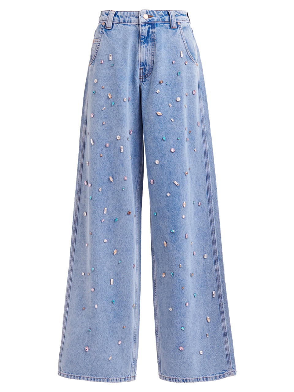 ESSENTIEL ANTWERP Higg Rhinestone Jeans in Lake Blue Product Shot 
