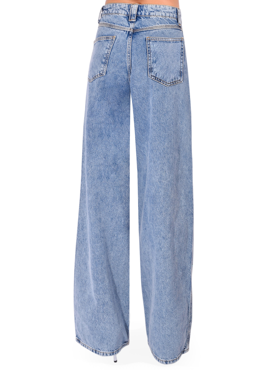 ESSENTIEL ANTWERP Higg Rhinestone Jeans in Lake Blue Back View 