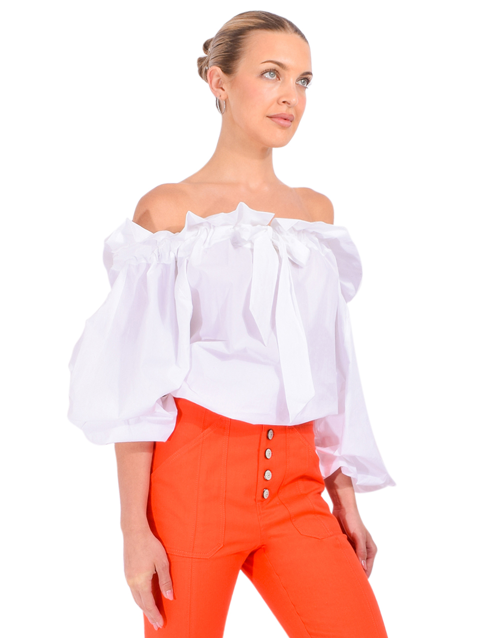ESSENTIEL ANTWERP Haquiri Voluminous Top in White Side View 