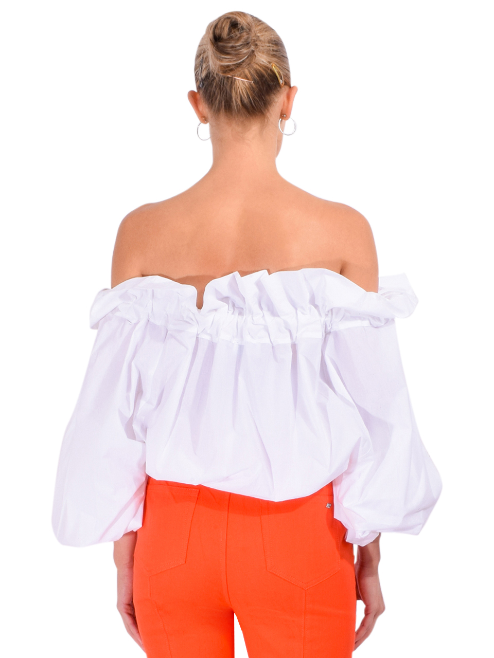 ESSENTIEL ANTWERP Haquiri Voluminous Top in White Back View 