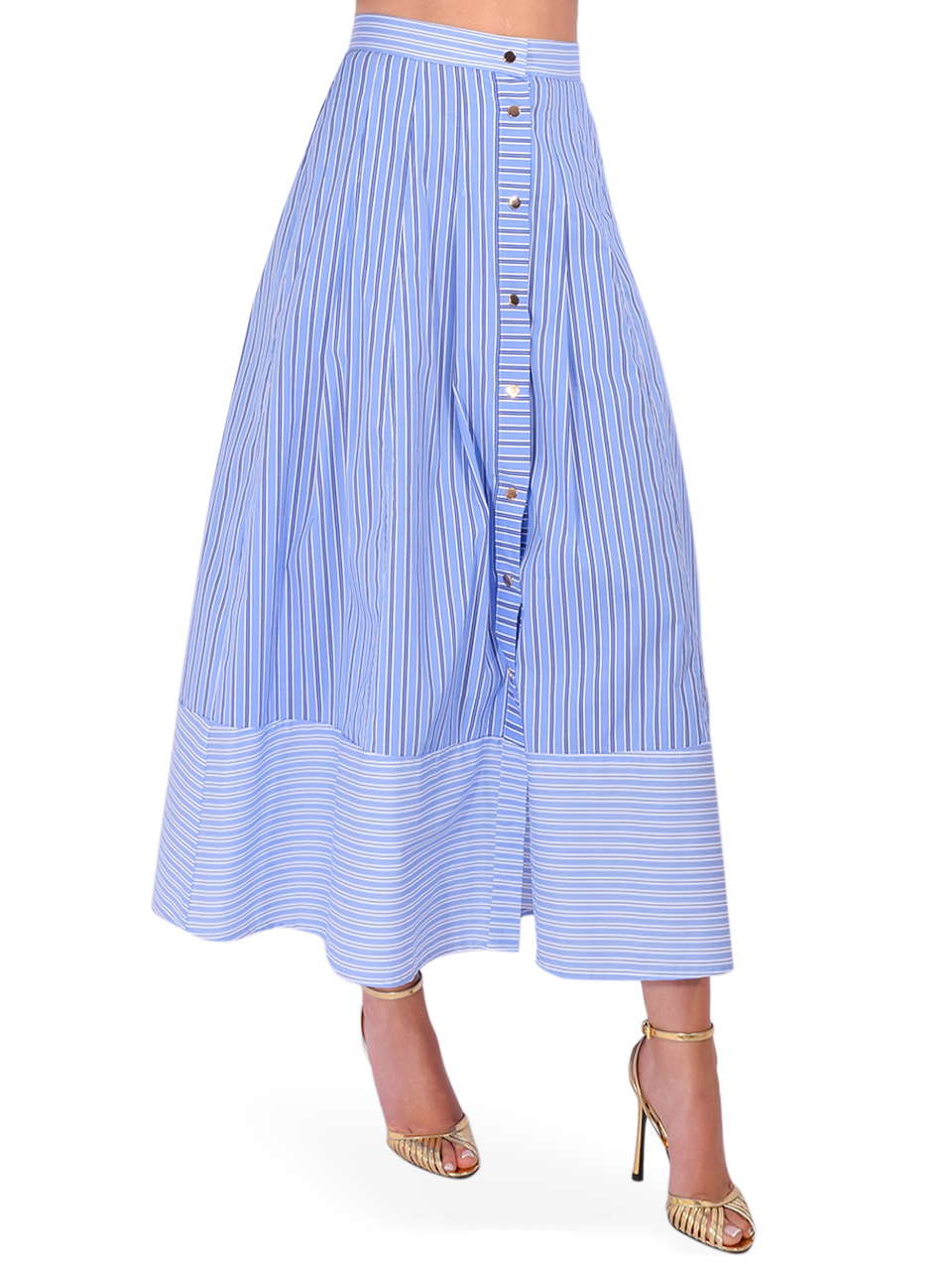 Karina Grimaldi Malaga Striped Skirt in Blue Side View 

