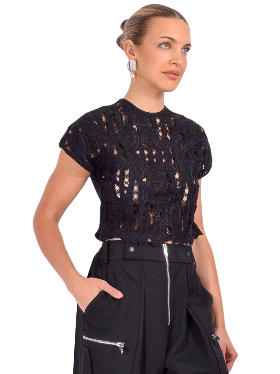 Sabina Musayev Silvia Top in Black Side View 