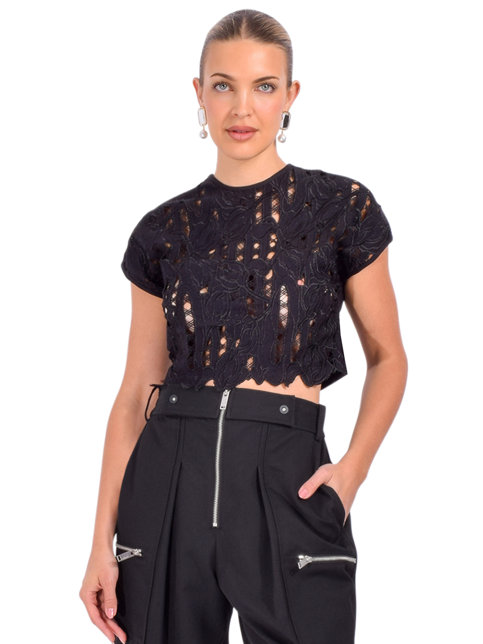 Sabina Musayev Silvia Top in Black Front View 