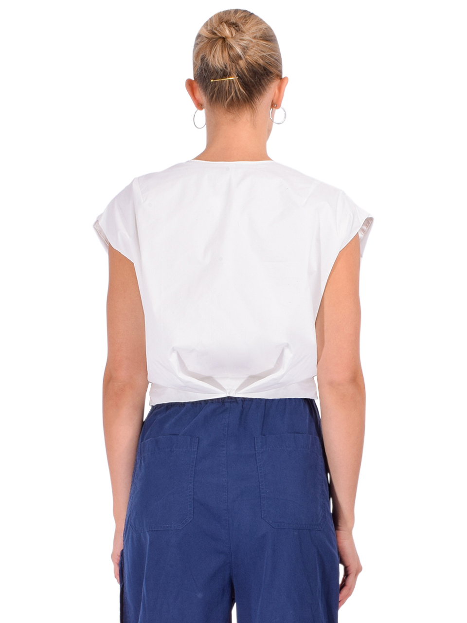 SIMKHAI Wrenli Pleated Top in White Back View 