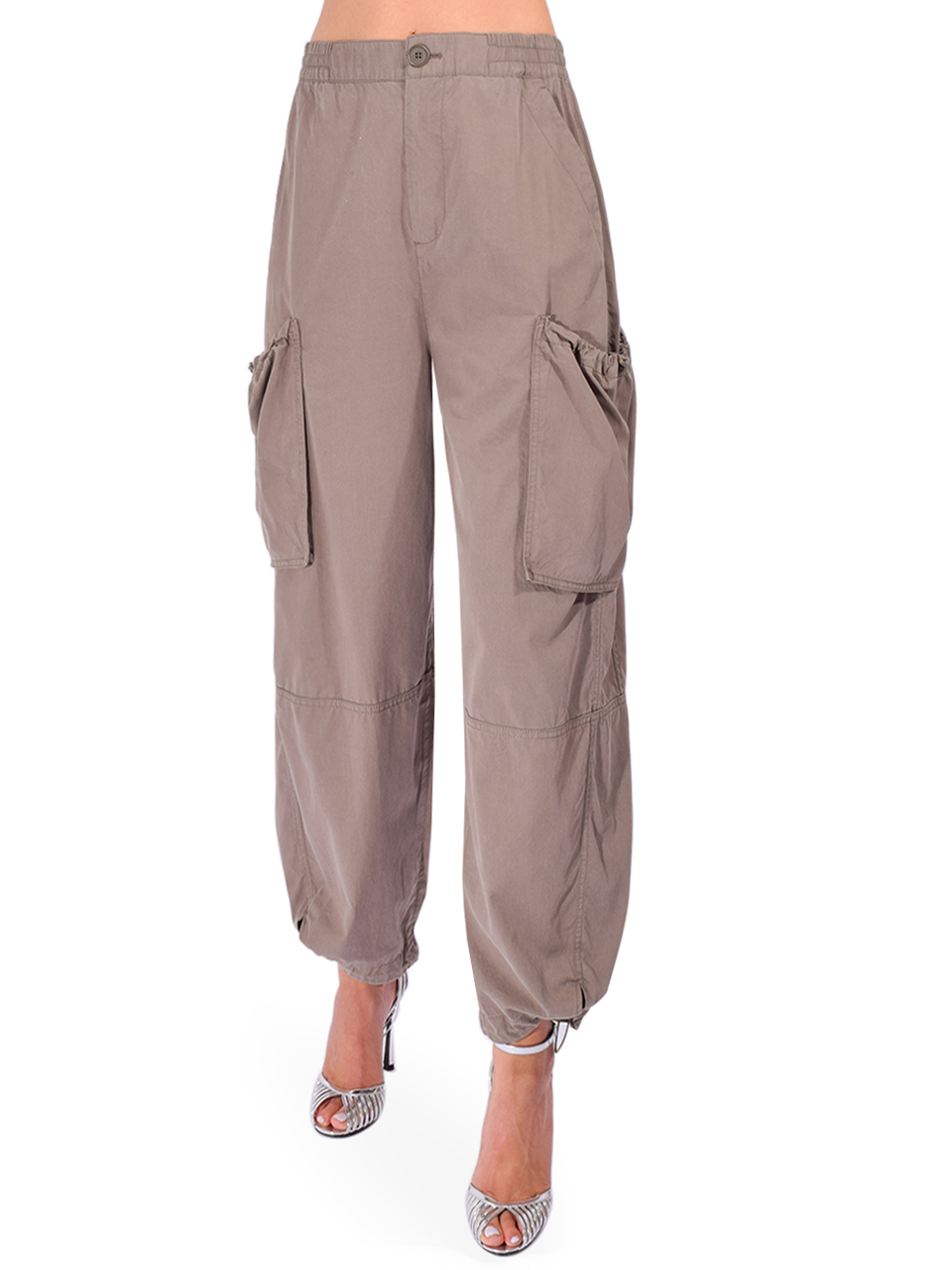 SIMKHAI Easton Pull-On Pant in Faded Olive Front View 