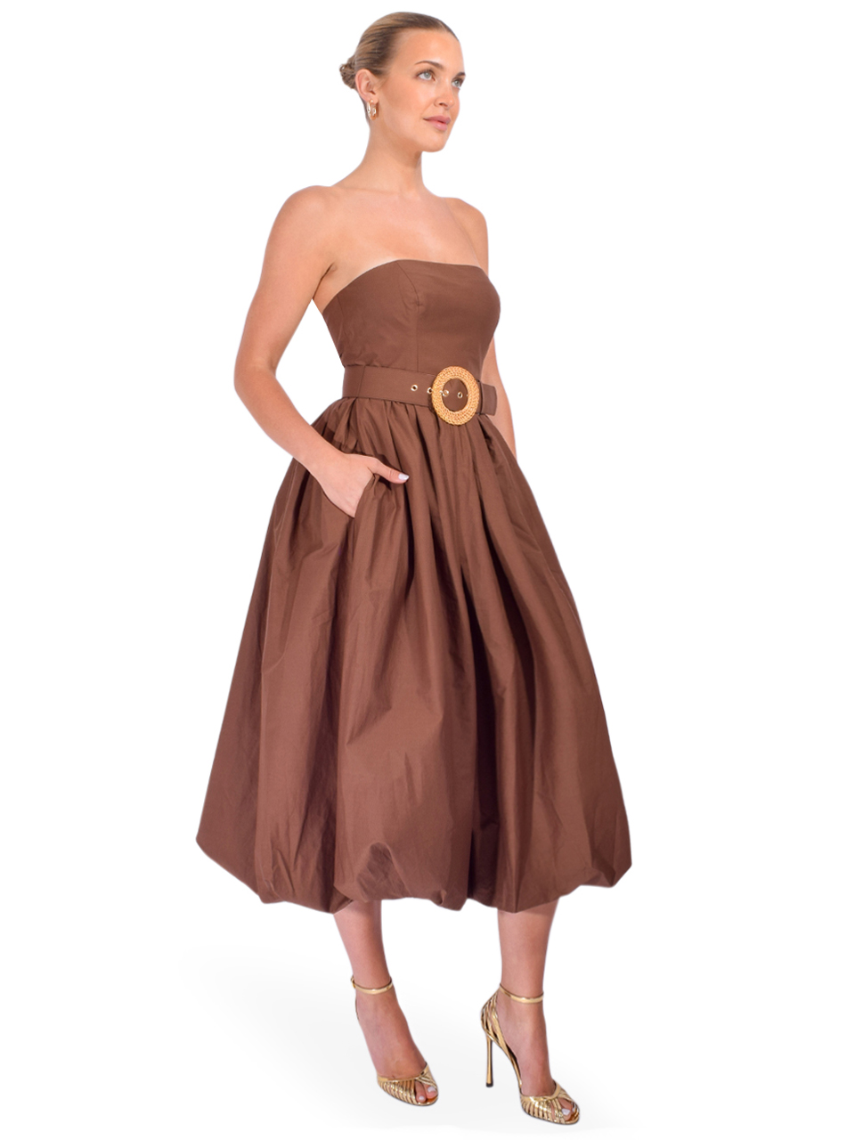 Cara Cara Anisha Dress in Truffle Side View 