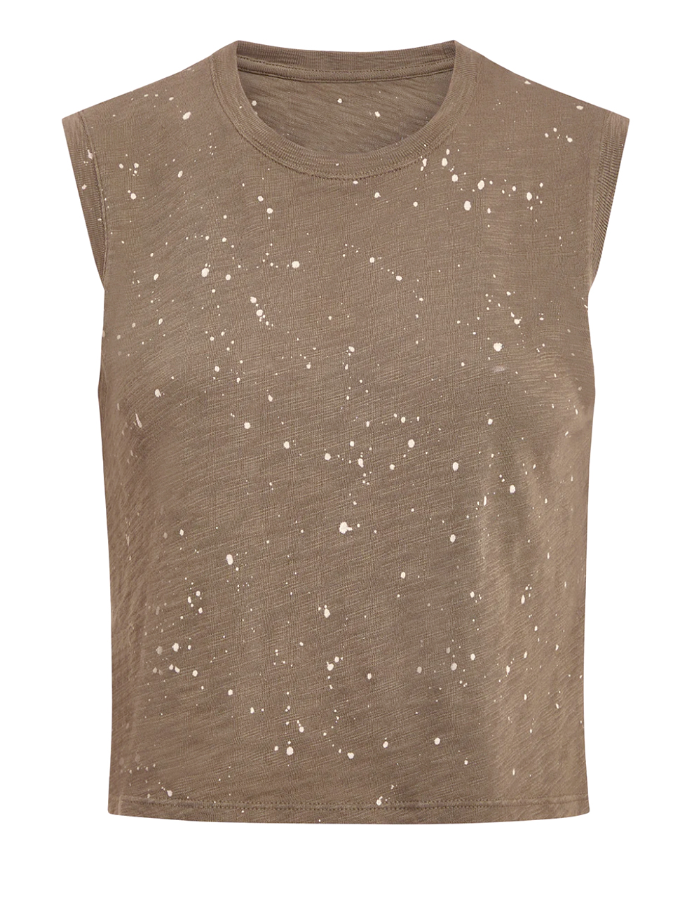 ATM Slub Jersey Splatter Paint Cropped Tank in Army Green