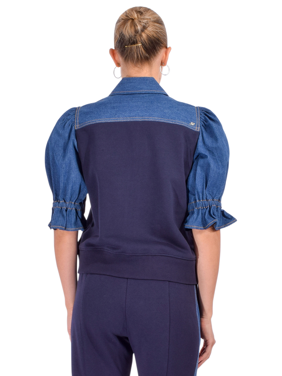 Cinq à Sept Susan Jacket in Ruisseau Navy Back View 