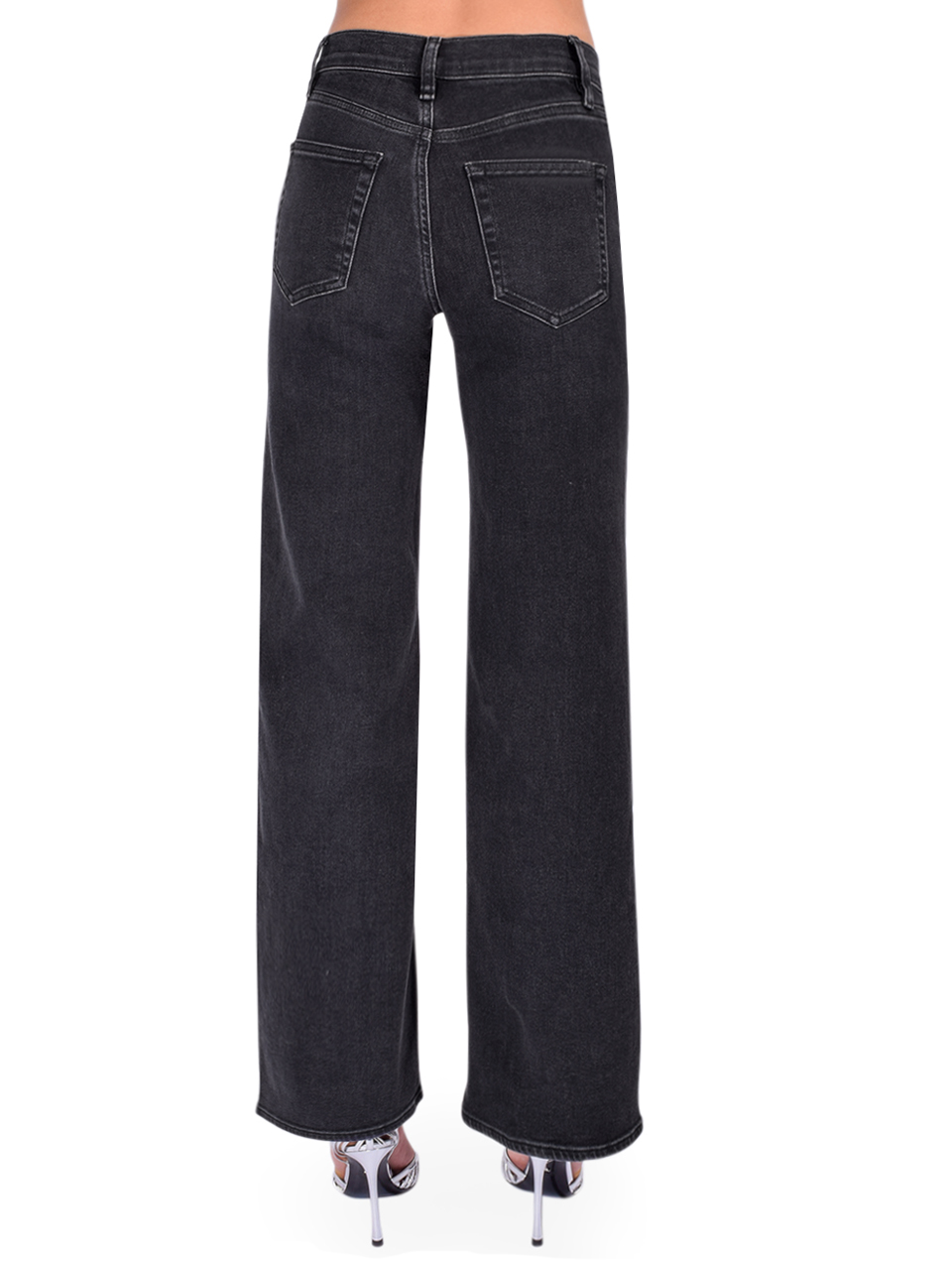 FRAME Le Slim Palazzo in Destroyer Black Back View 