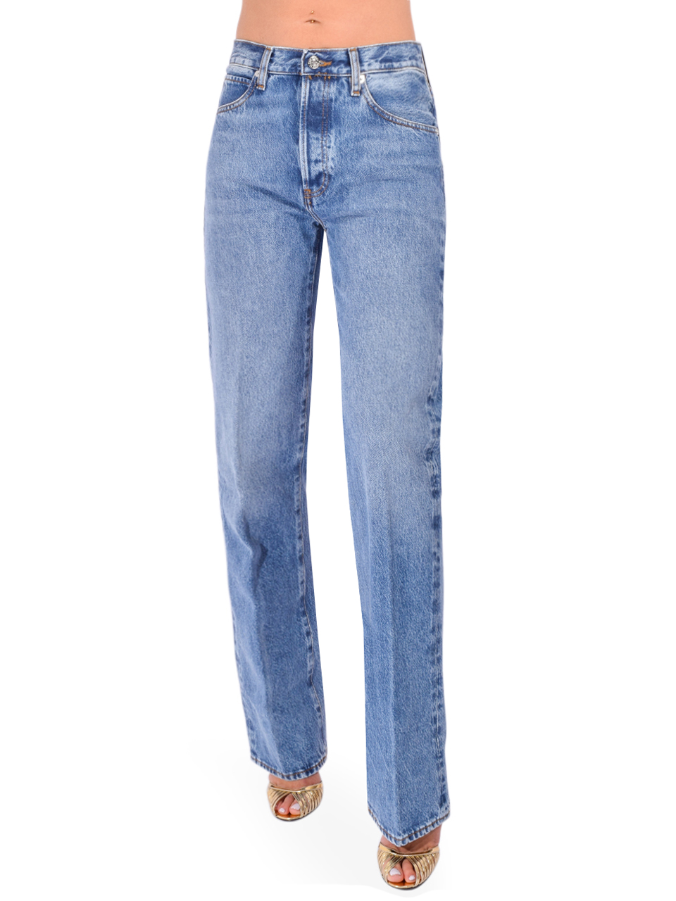 FRAME The Vertical Jean in Knock Out Front View 