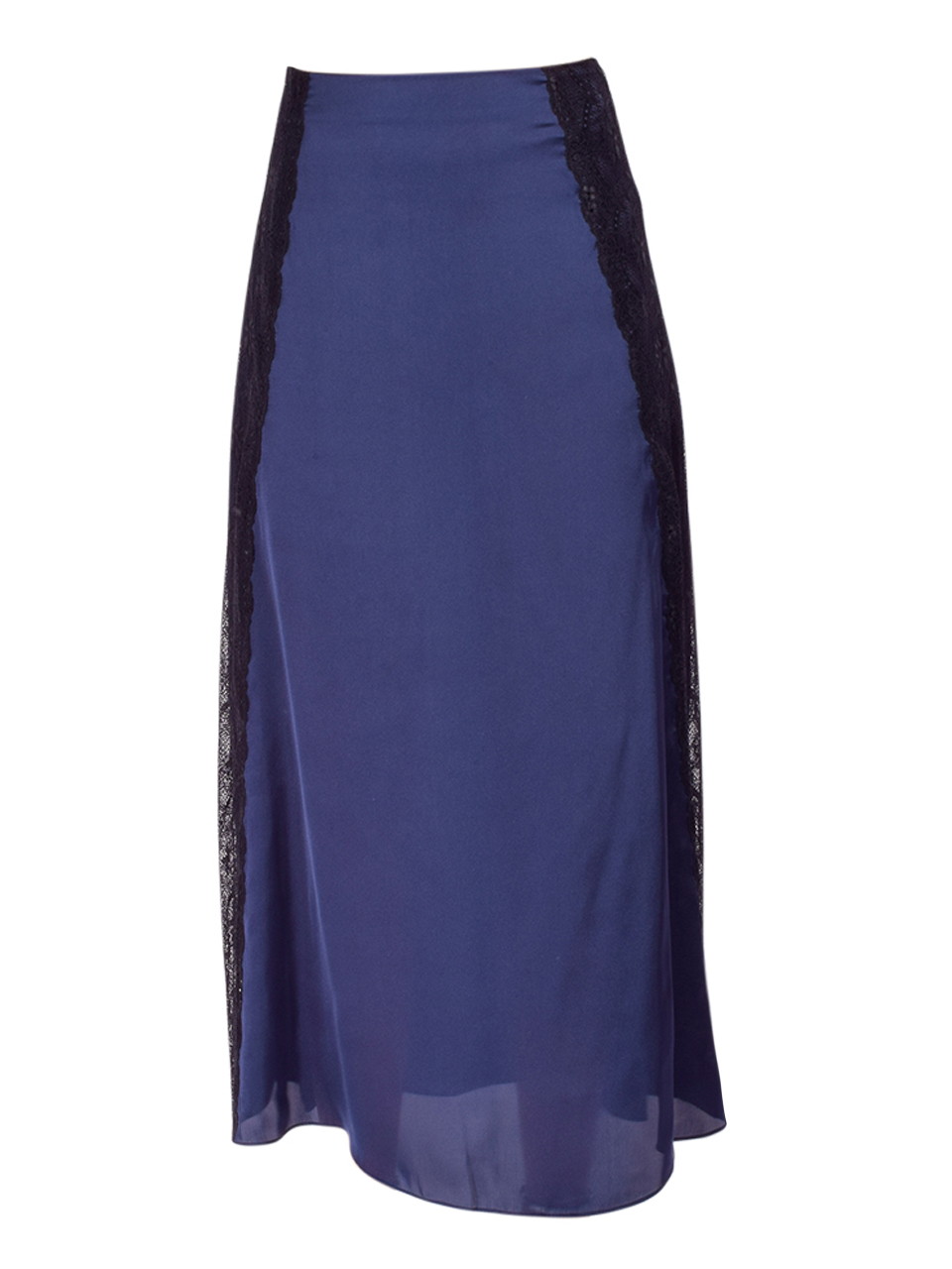 KIKA VARGAS Les Satin Skirt in Navy Product Shot 

