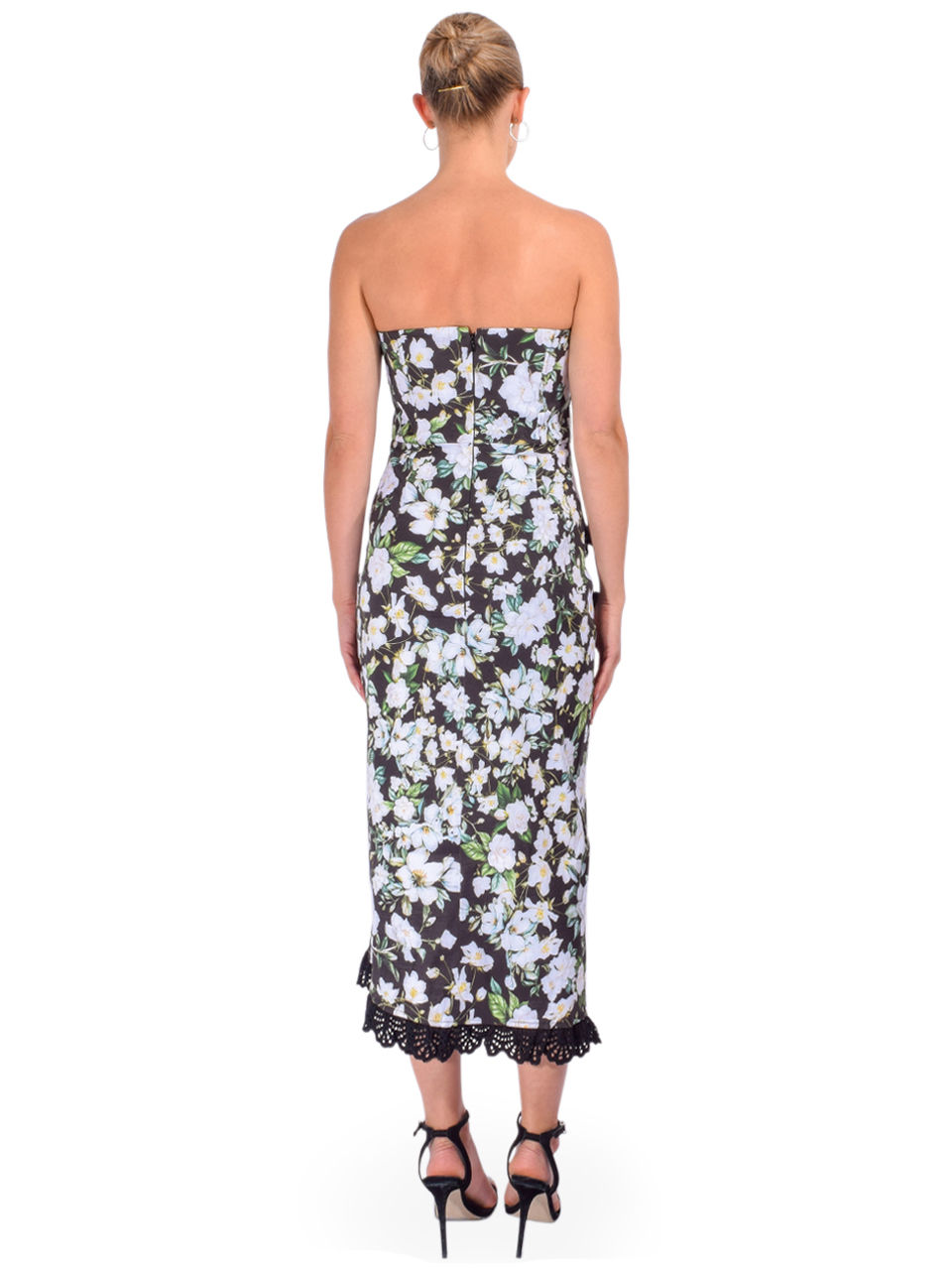 KIKA VARGAS Tara Dress in Black Magnolia Taffeta Back View 