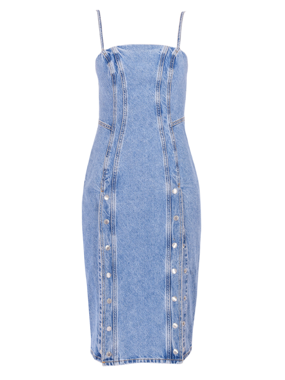 Fleur du Mal Undo Me Dress in Acid Denim Blue