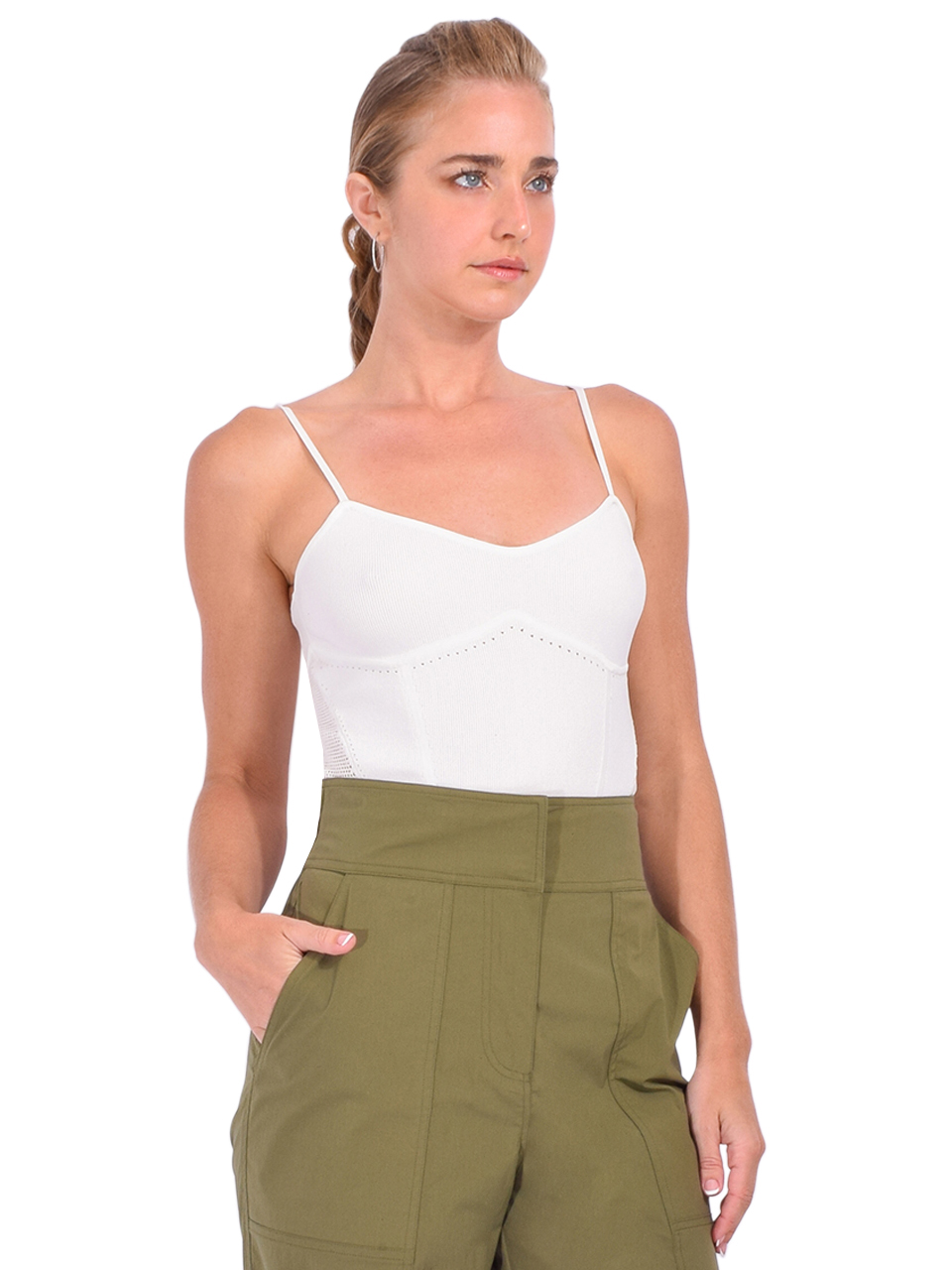 Fleur du Mal Knit Underbust Cami Bodysuit in Ivory Side View 