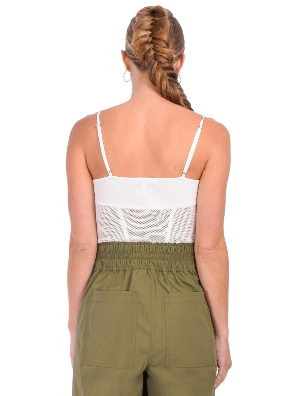 Fleur du Mal Knit Underbust Cami Bodysuit in Ivory Back View 
