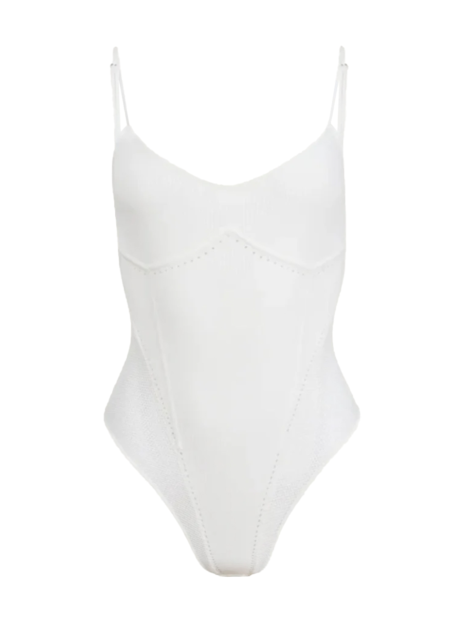 Fleur du Mal Knit Underbust Cami Bodysuit in Ivory Product Shot 