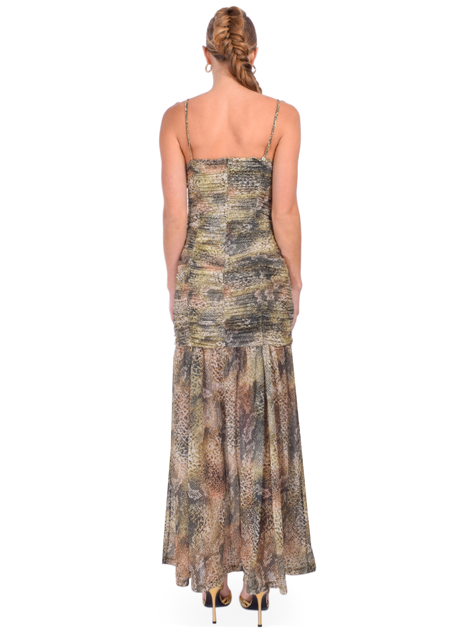 GESTUZ Snira Maxi Dress in Green Multi Back View 
