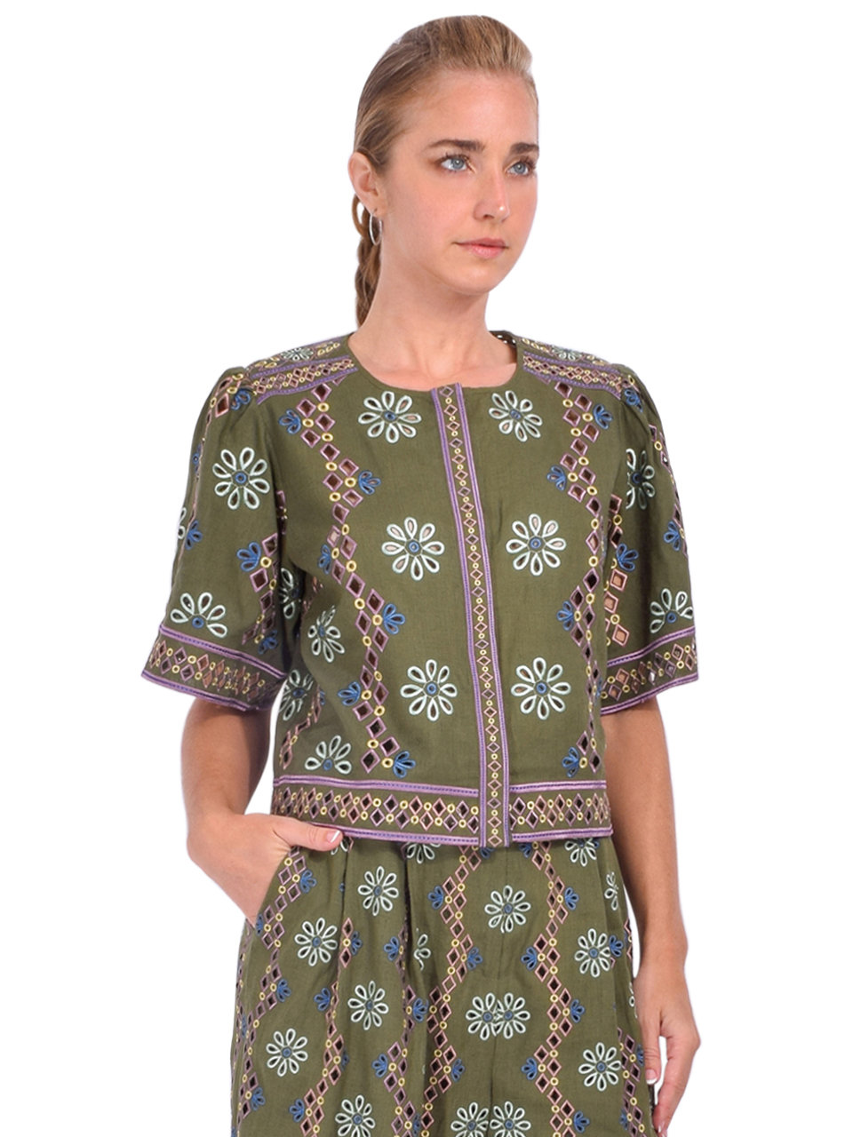CHRISTY LYNN Ray Top in Capri Olive Side View 