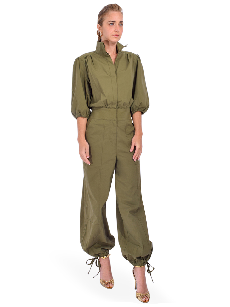 CHRISTY LYNN Birdie Jumpsuit in Olive Side View 