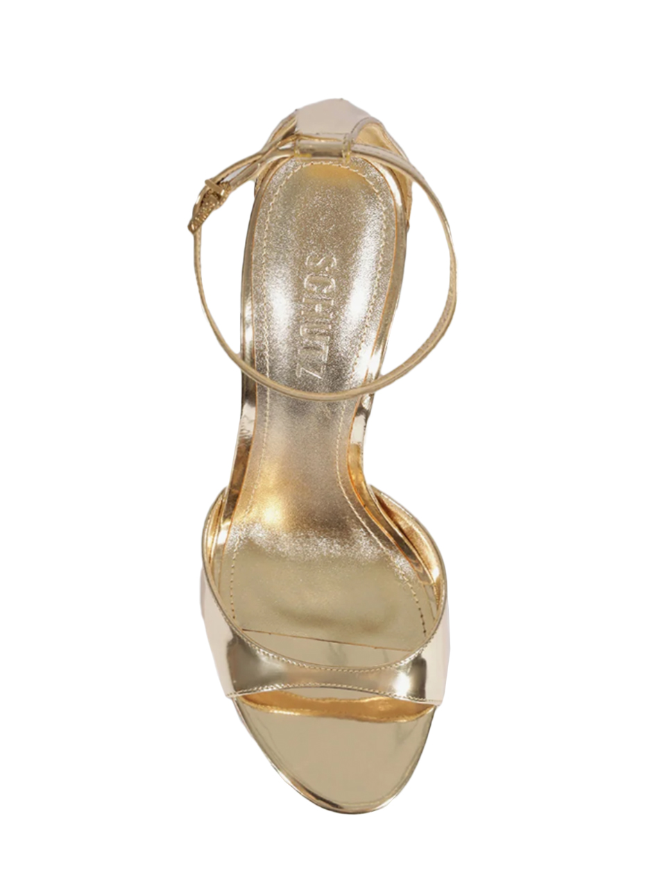 SCHUTZ Scarlett Metallic Heel in Platina Top View 
