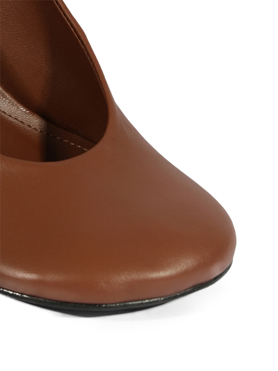 SCHUTZ Brigitte Leather Pump in Root Brown Toe Detail
