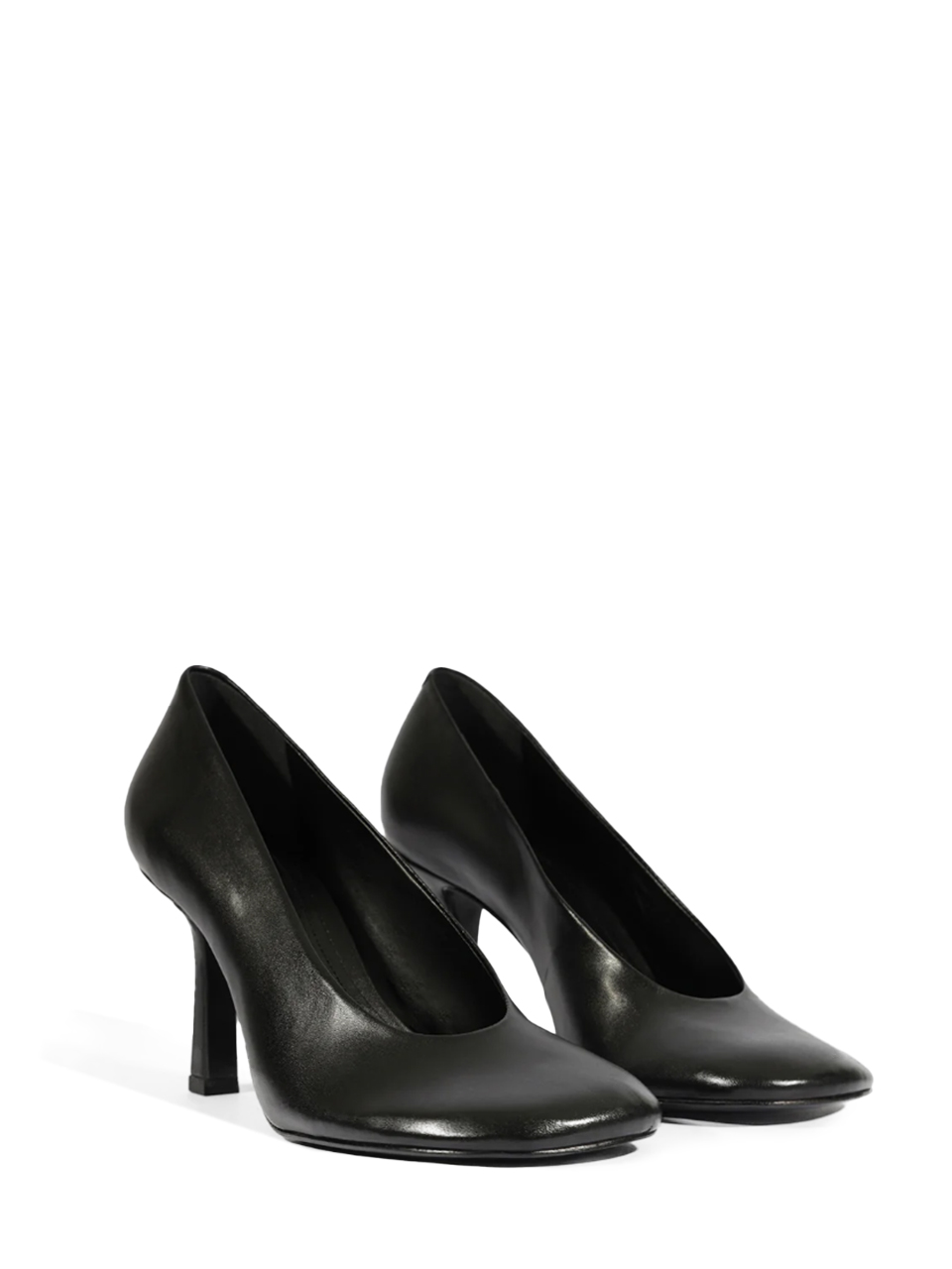 SCHUTZ Brigitte Leather Pump in Black Front Side View 