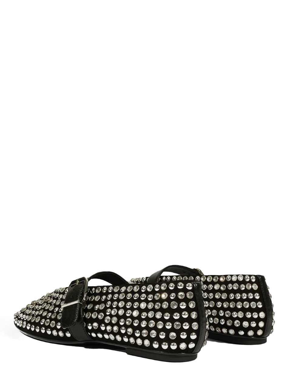 SCHUTZ Eliza Embellished Suede Glam Flat in Black Back View 