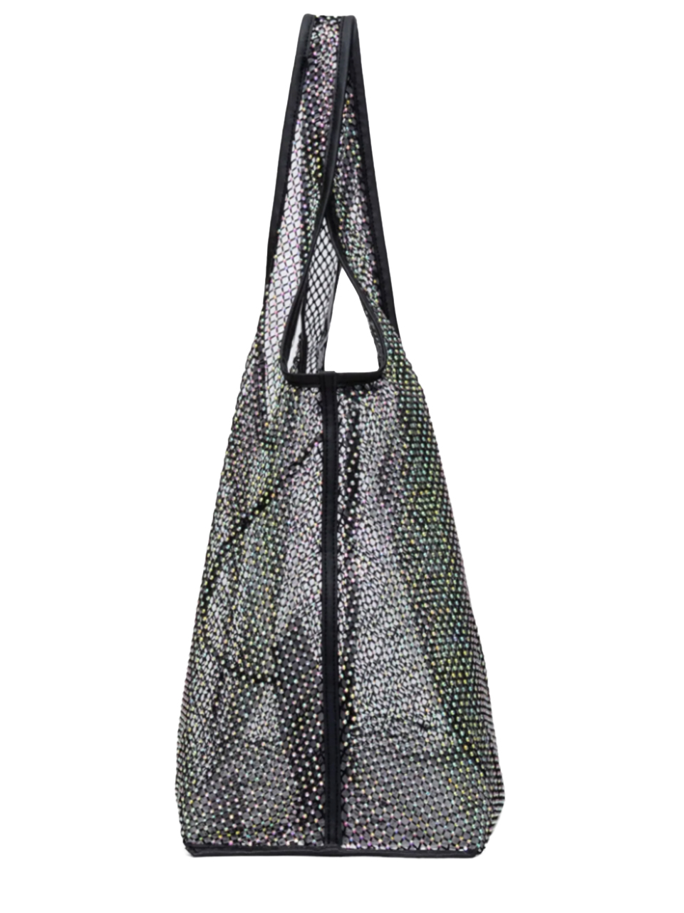 3.1 Phillip Lim Crystal Embellished Mesh Market Tote in Black Side View 
