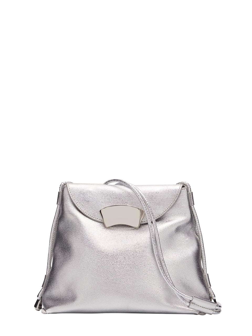 3.1 Phillip Lim ID Petite Soft Metallic Leather Shoulder Bag in Silver Front View 