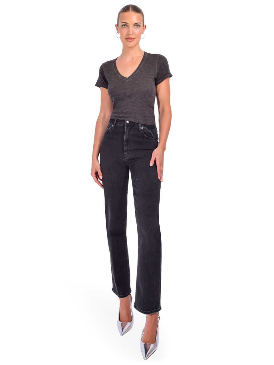 ATM Slub Jersey Schoolboy V‑Neck Tee in Black Sublime Full Outfit 

