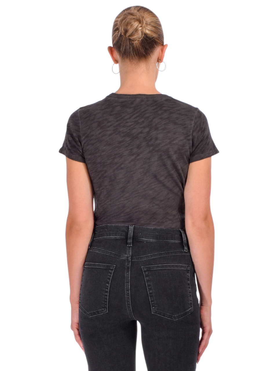 ATM Slub Jersey Schoolboy V‑Neck Tee in Black Sublime Back View 