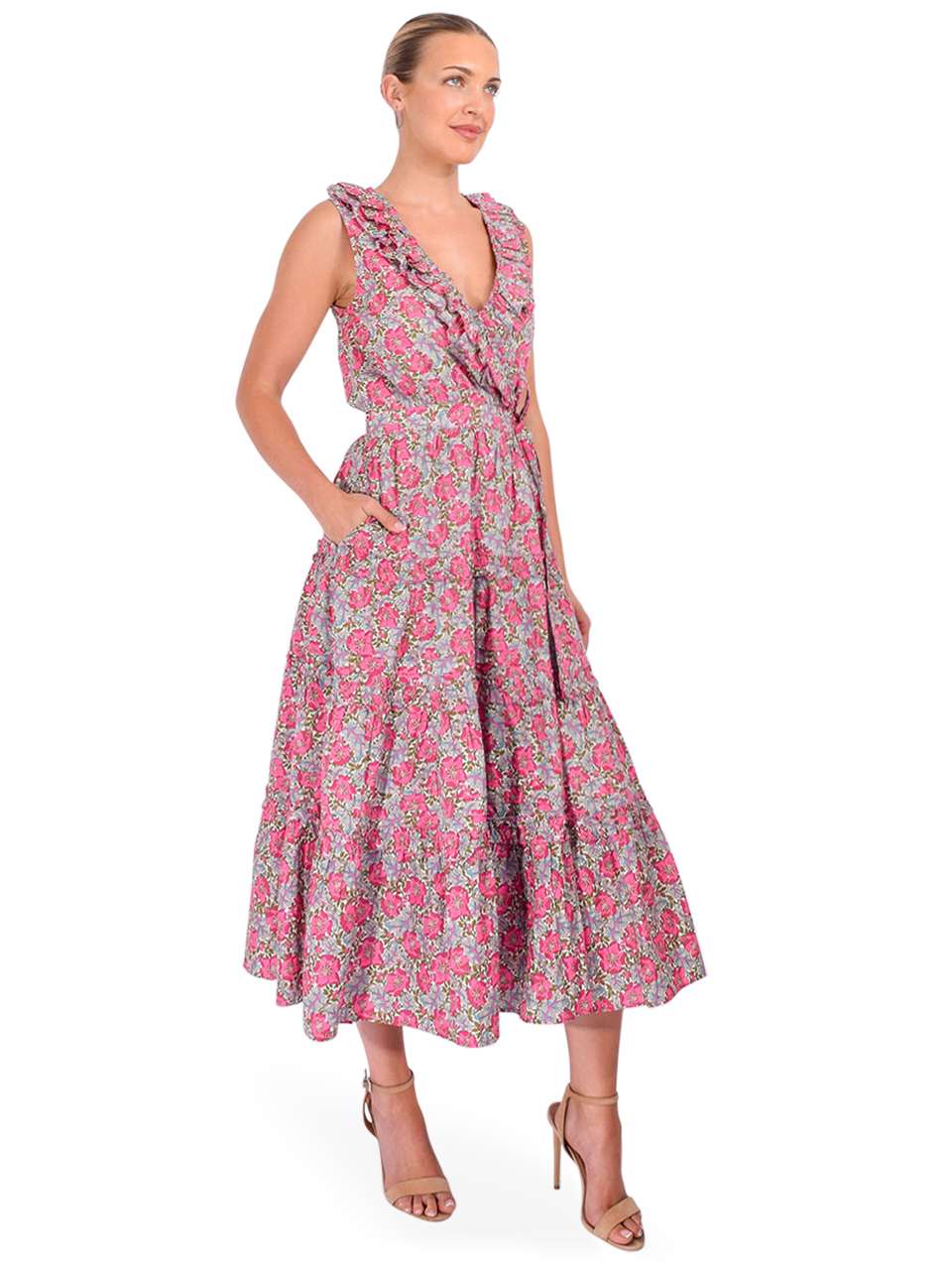 LOVE THE LABEL Remy Sleeveless Maxi Dress in Millie Francesca Liberty Print Side View 