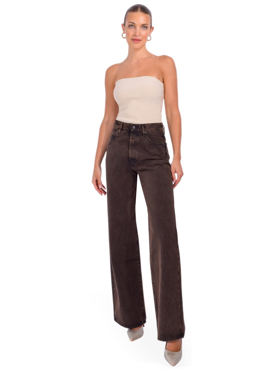 FRAME The Collegiate Wide Leg Jeans in Night Moth Full Outfit