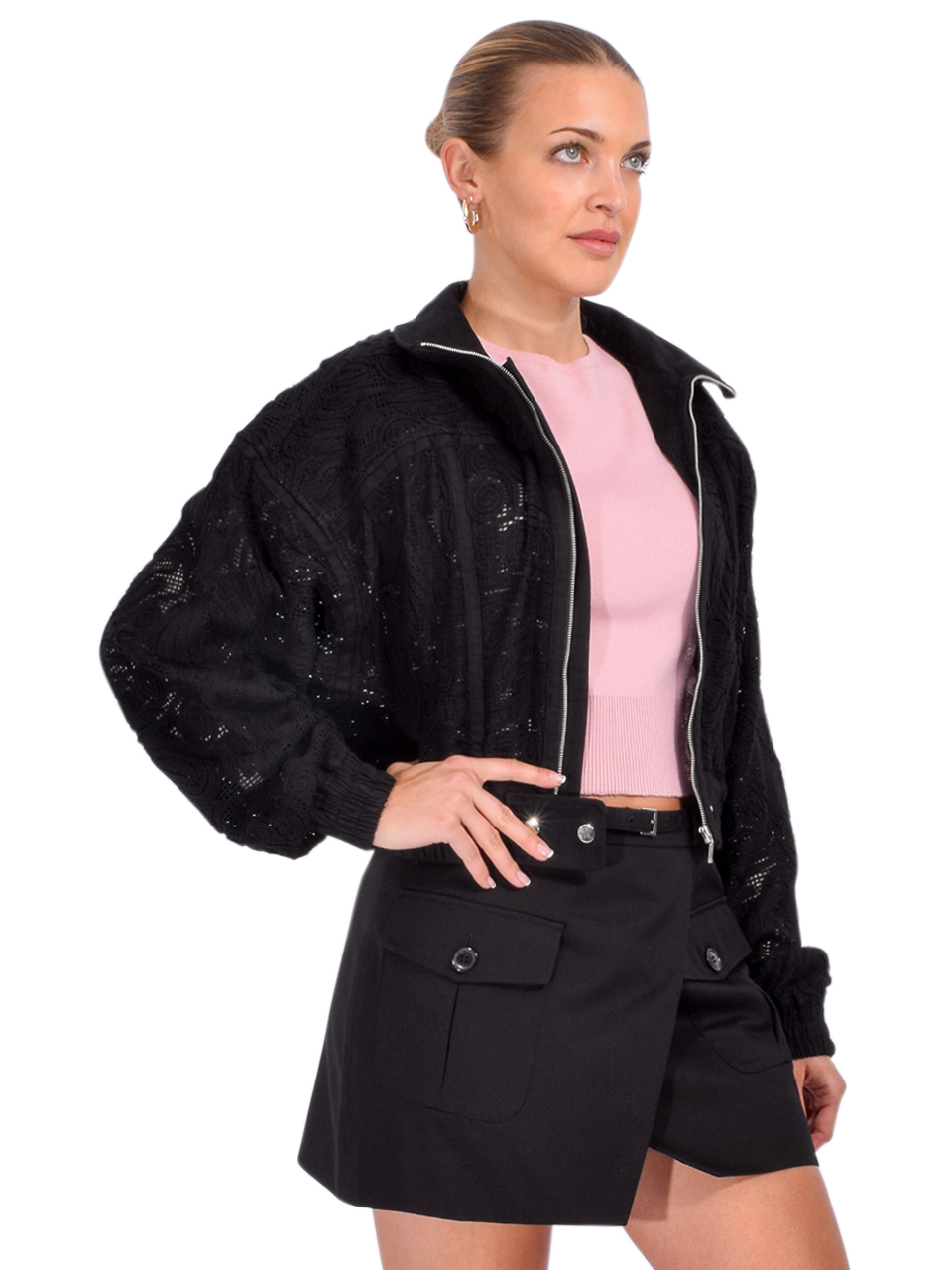 Sabina Musayev Anderson Embroidered Jacket in Black Side View
