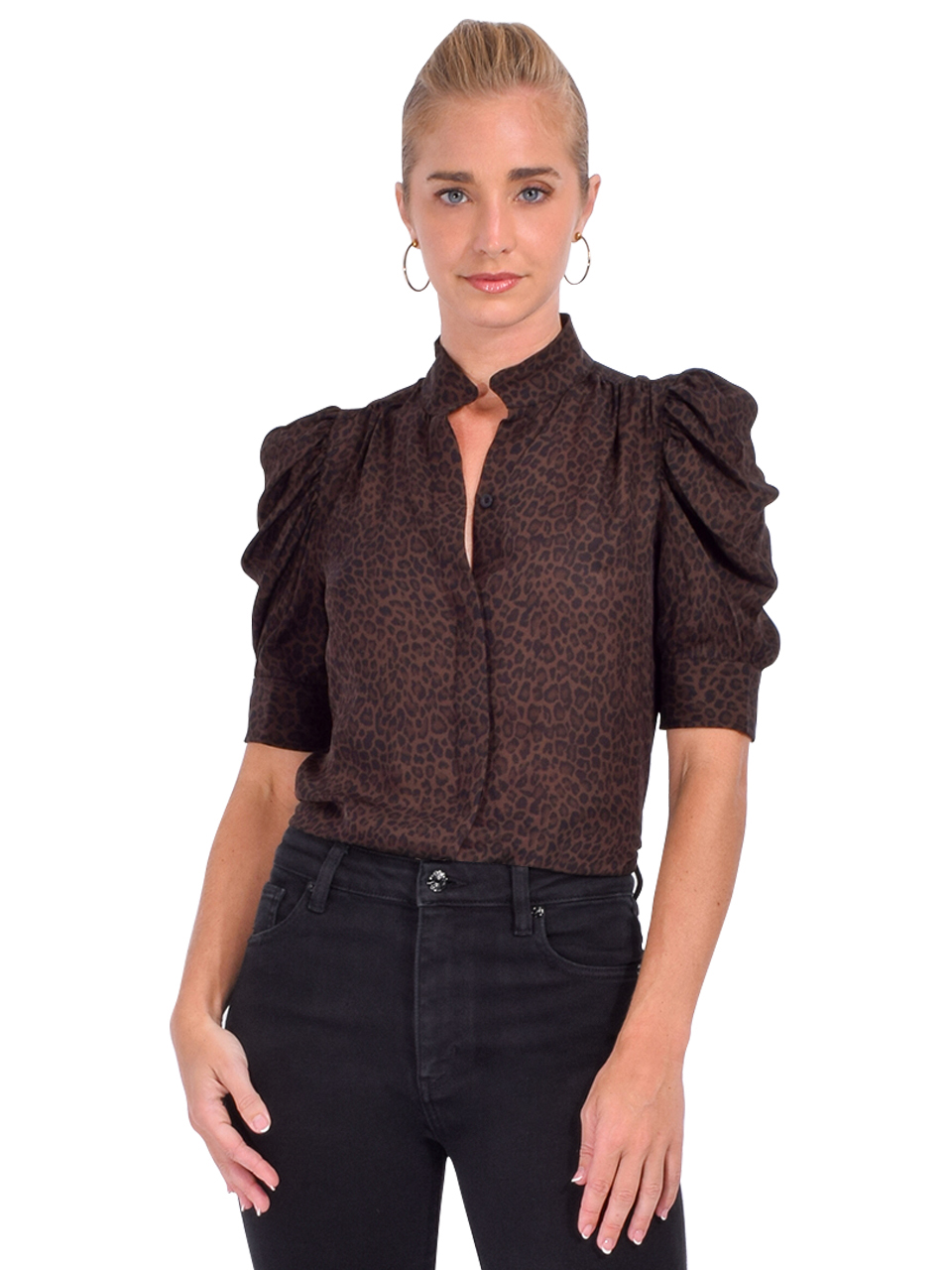 FRAME Leopard Gillian Top Front View 