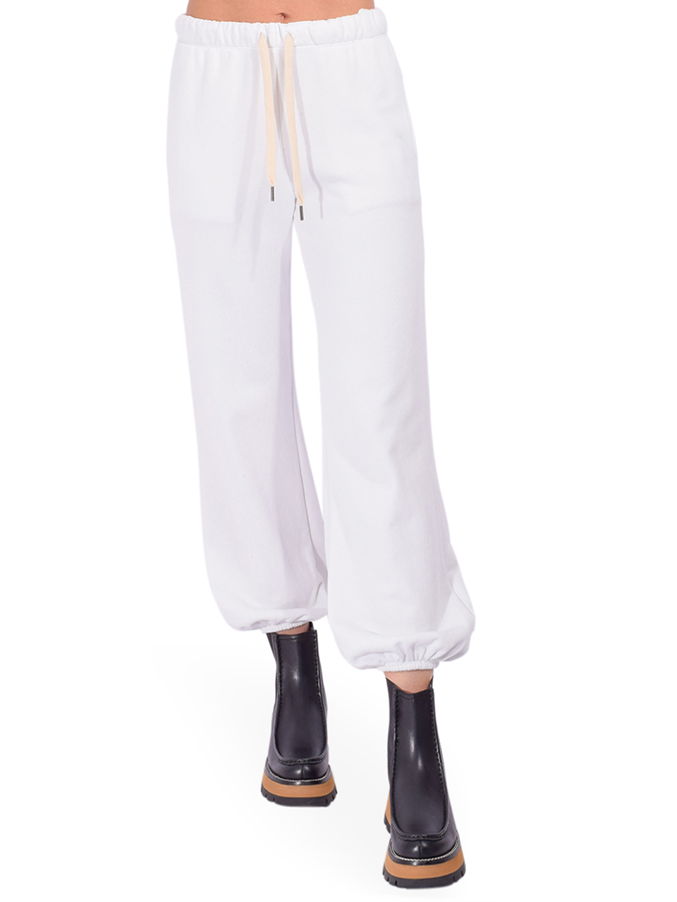 NSF Shane Billow Loop Terry Sweatpant in White Front View 