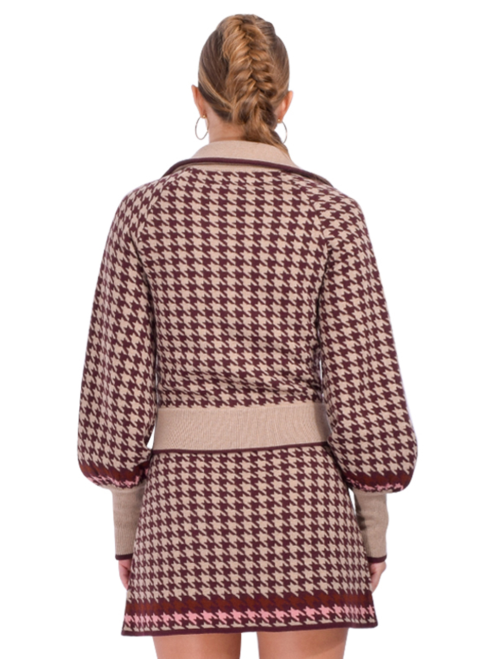 Cara Cara Lyss Jacket in Houndstooth Multi Taupe Back View 
