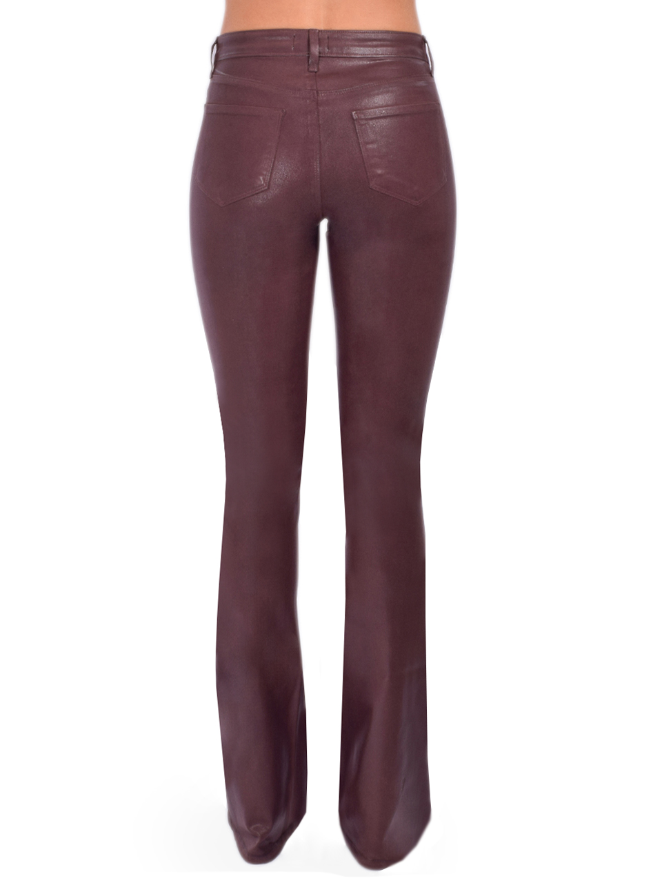 L'AGENCE Selma Coated Bootcut Jean in Chocolate Back View