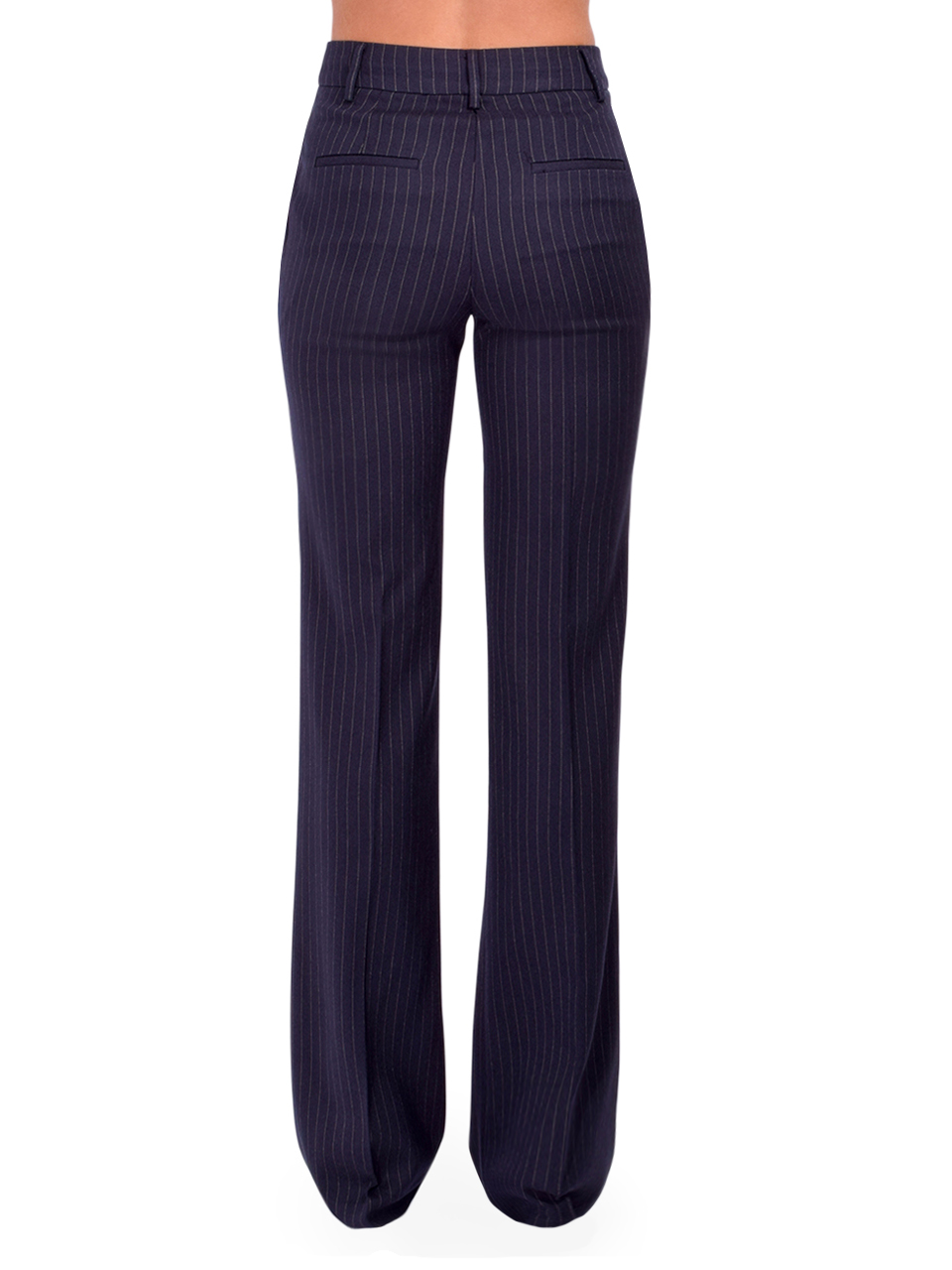 Essentiel Antwerp Invade Fitted Flare Pants in Navy Back View 