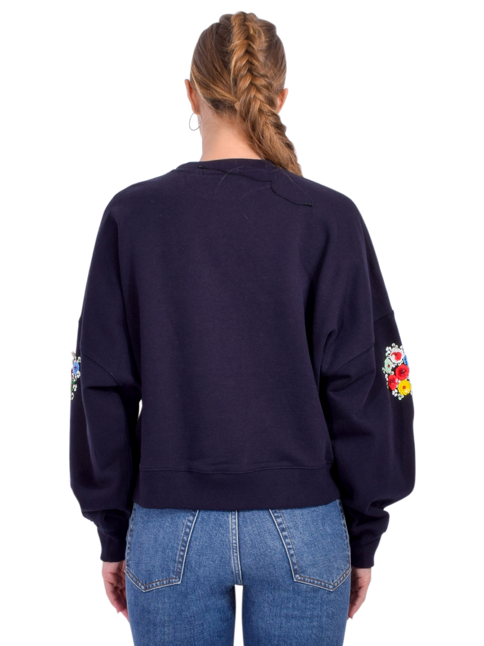 Essentiel Antwerp Itro Embroidered Sweatshirt in Navy Back View 
