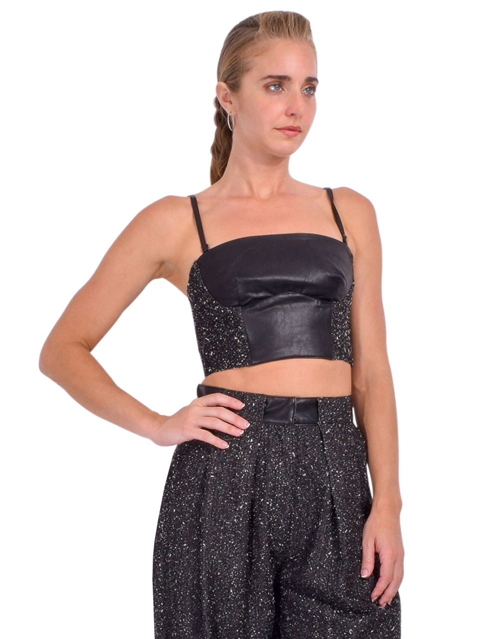 Sabina Musayev Bree Bustier Top in Black Multi