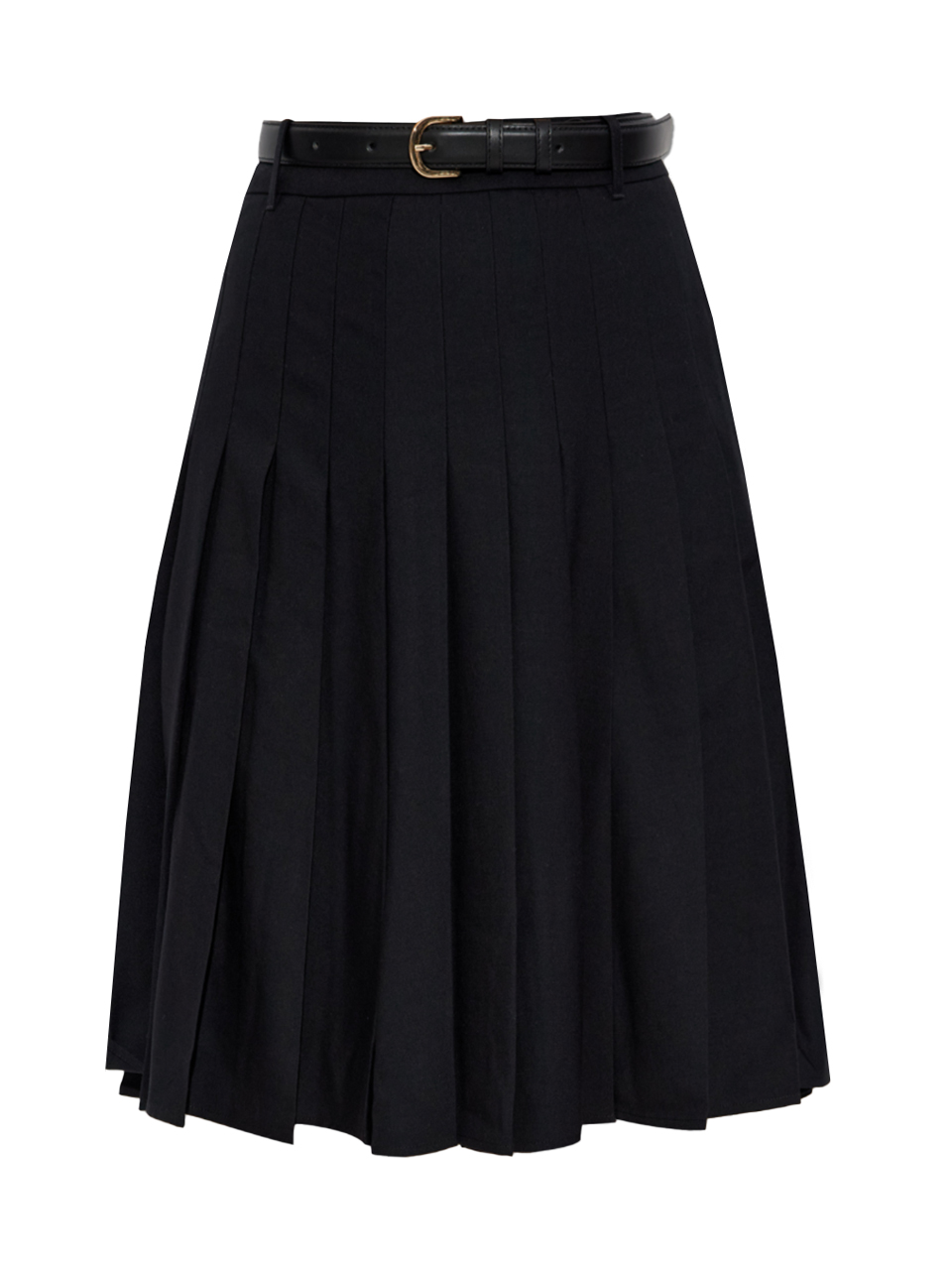 SELF-PORTRAIT Pleated Twill Midi Skirt in Black