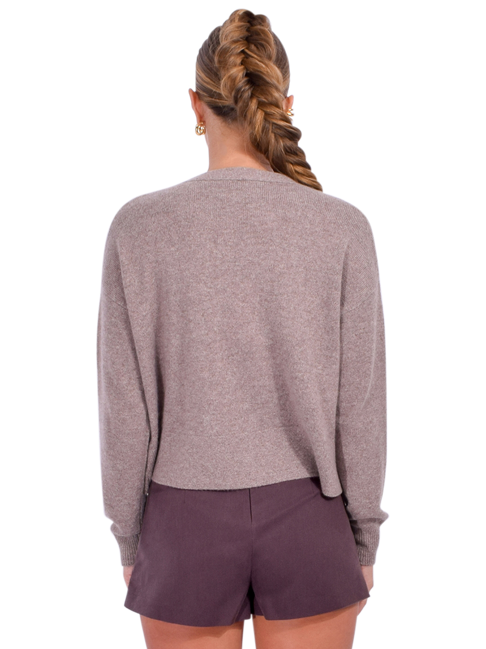 Cinq A Sept Kavita Cashmere Cardigan in Mocha Back View 