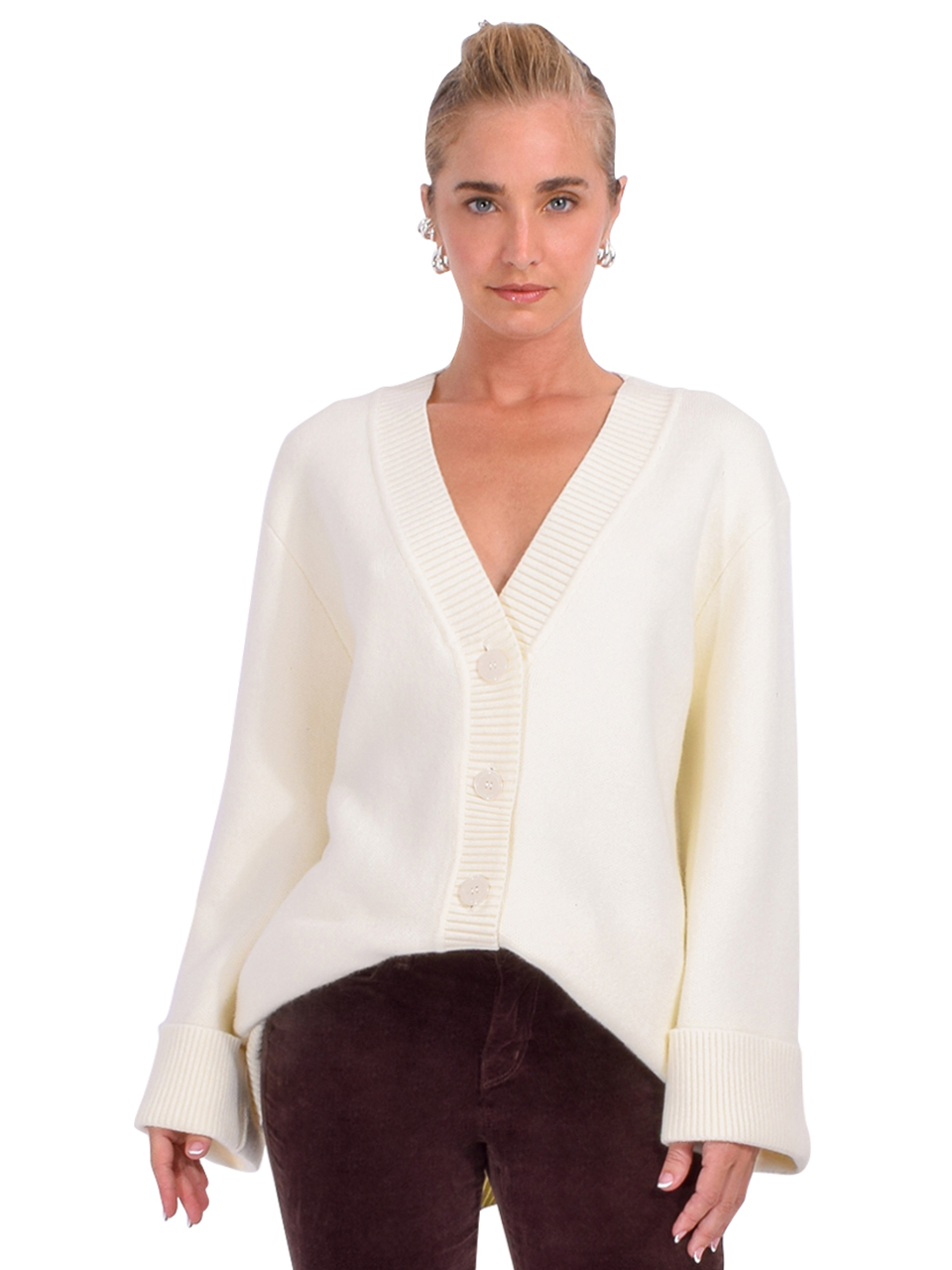 SER.O.YA Denise Cardigan in Eggshell Front View 